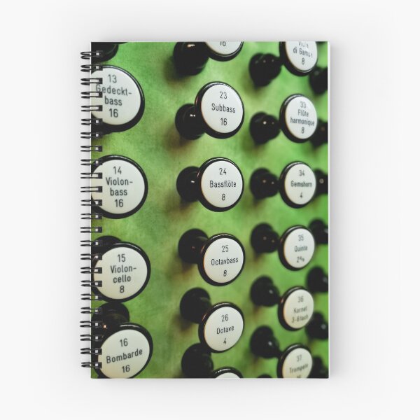 Item preview, White pipe organ stops on a green background designed and sold by Jenny Setchell.