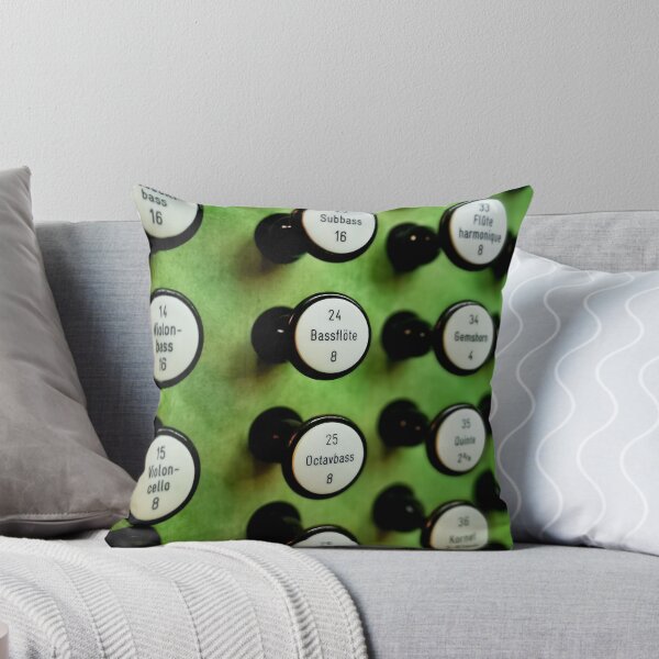 Item preview, White pipe organ stops on a green background designed and sold by Jenny Setchell.