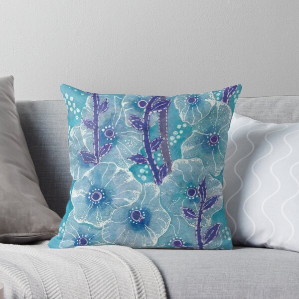 Item preview, Hollyhock Mallows, Summer Flowers, Floral Collage Blue Violet designed and sold by Julia Khoroshikh.