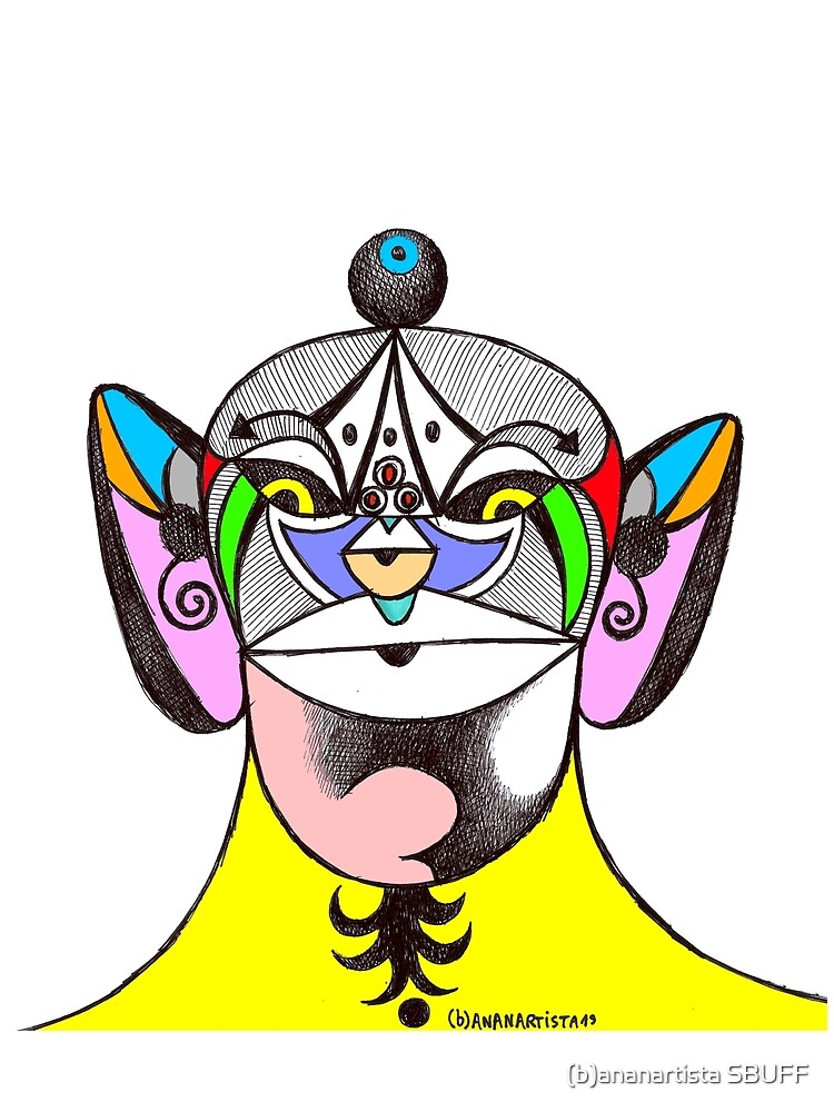Owl Ganesha Shaman Mantra Man (psychedelic drawing) by bananartista
