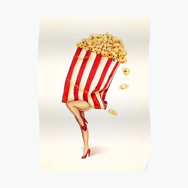 Let's All Go to the Lobby - Popcorn Girl Poster