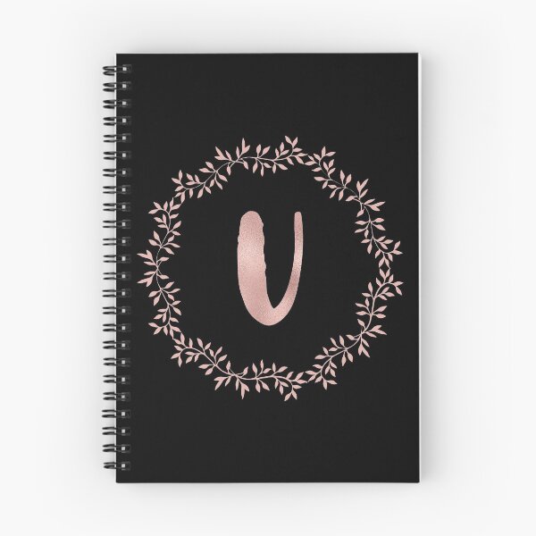 Item preview, Rose Gold Monogram U - Blush Pink Letter U on Black designed and sold by MysticMagpie.