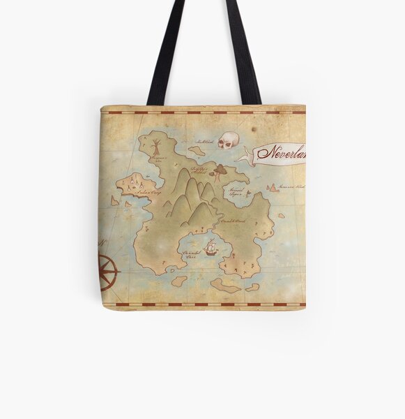 Map of Neverland All Over Print Tote Bag