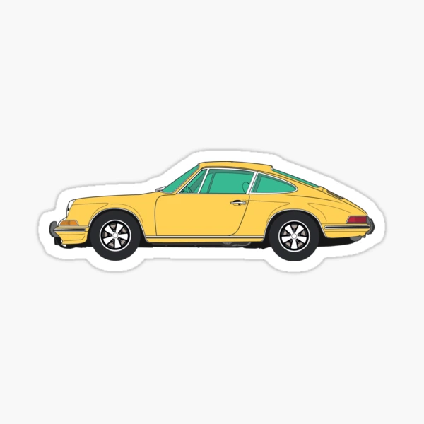 1967 Porsche 911R Realistic order Illustration in Yellow