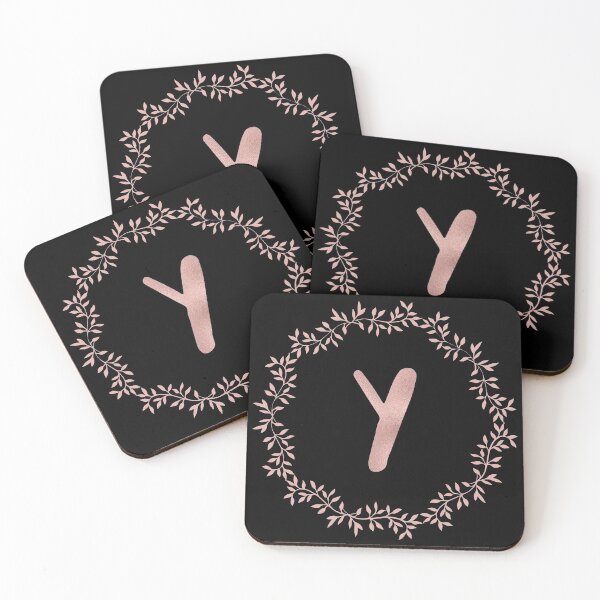Item preview, Rose Gold Monogram Y - Blush Pink Letter Y on Black designed and sold by MysticMagpie.