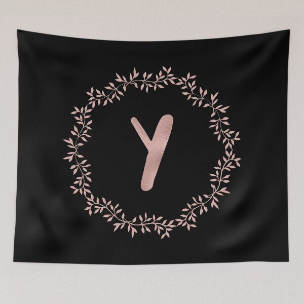 Item preview, Rose Gold Monogram Y - Blush Pink Letter Y on Black designed and sold by MysticMagpie.
