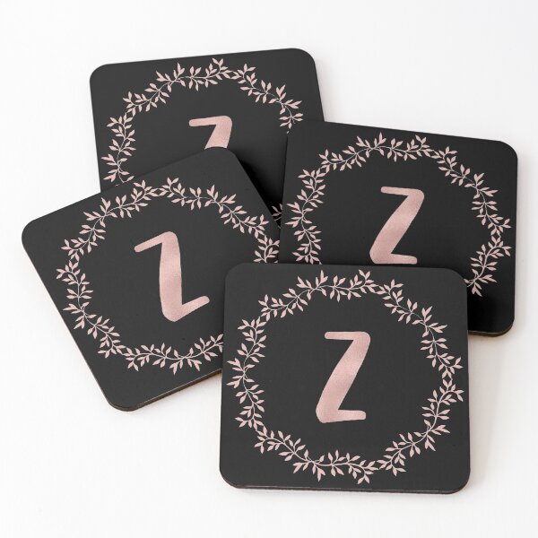 Item preview, Rose Gold Monogram Z - Blush Pink Letter Z on Black designed and sold by MysticMagpie.