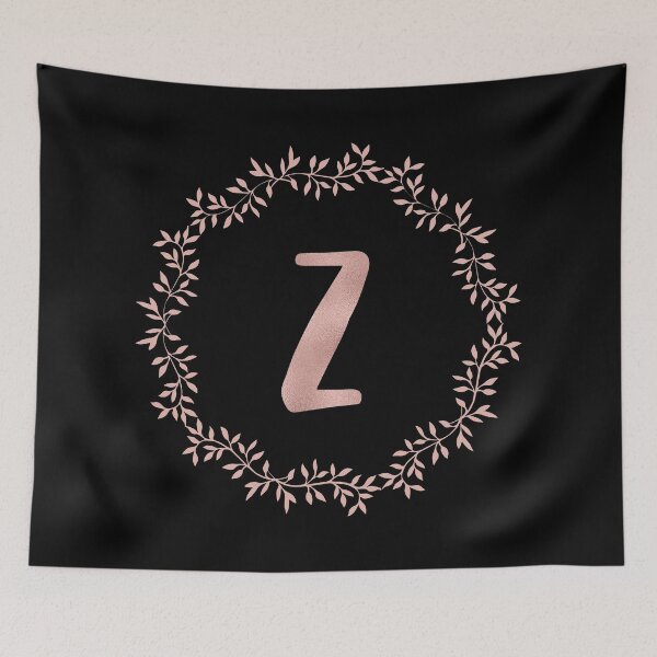 Item preview, Rose Gold Monogram Z - Blush Pink Letter Z on Black designed and sold by MysticMagpie.