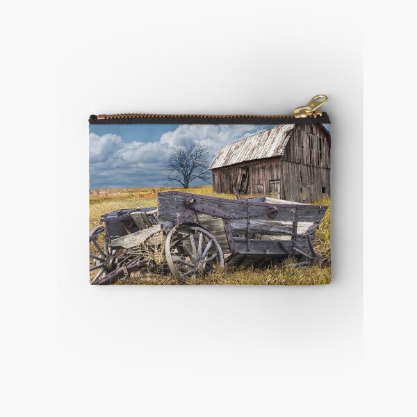 Item preview, Old Broken Down Wooden Farm Wagon with Barn designed and sold by Randall Nyhof.