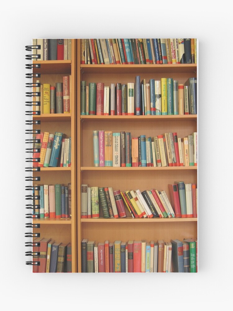 Bookshelf Books Library Bookworm Reading Spiral Notebook By
