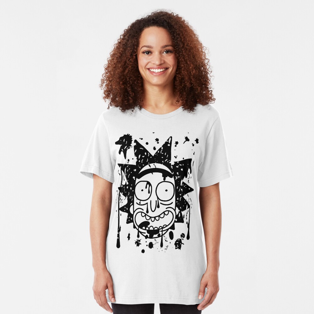 Dripping Happy Rick Sanchez Black Slim Fit T-Shirt