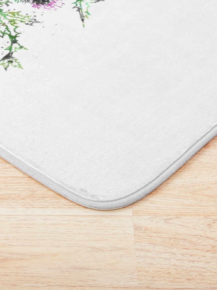 Alternate view of Scottish Thistle, watercolor Scottish Thistle Bath Mat