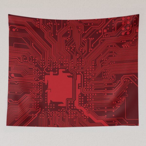 Item preview, Red Geek Motherboard Circuit Pattern designed and sold by livianasgifts.