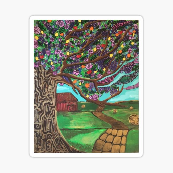By the farm Country Painting Sticker