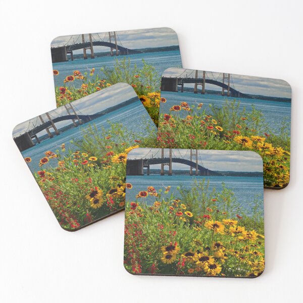Item preview, Blooming Flowers by the Bridge at the Straits of Mackinac designed and sold by Randall Nyhof.
