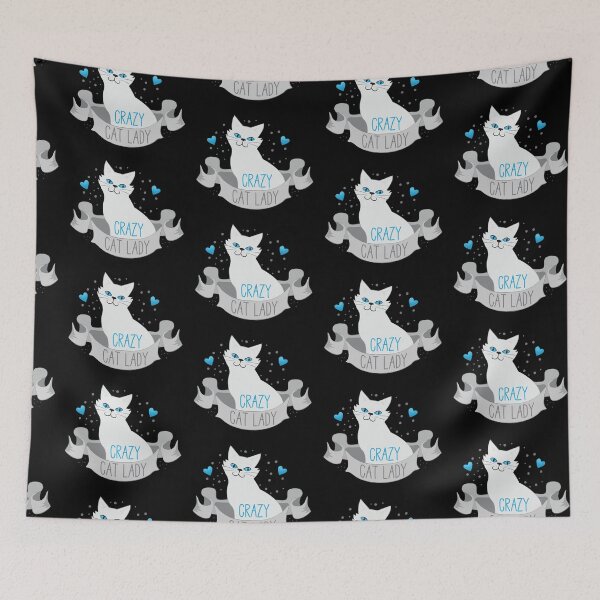 Item preview, Crazy Cat Lady (White on a banner) designed and sold by jazzydevil.