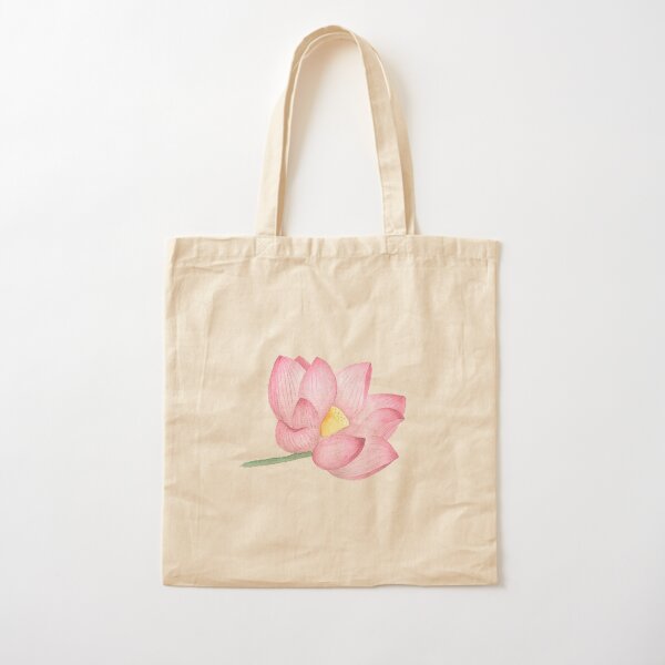 Lotus watercolor Cotton Tote Bag