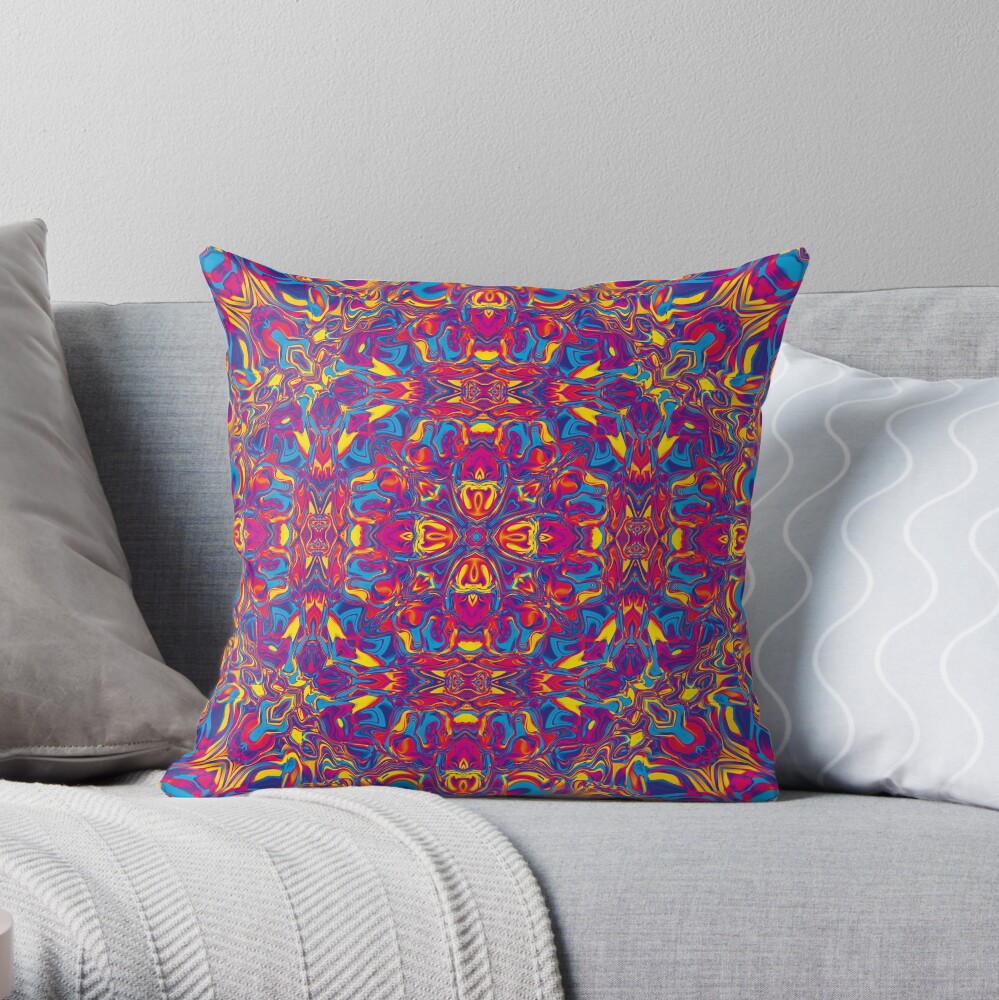 Liquefied Flow II - CMY Throw Pillow