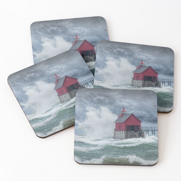 Item preview, Storm at the Grand Haven Lighthouse in Michigan designed and sold by Randall Nyhof.