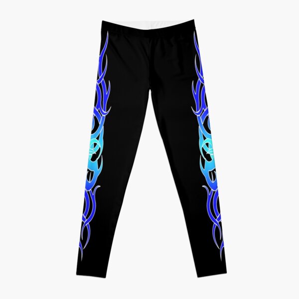 Tattoo Blue Flame Design Leggings Leggings