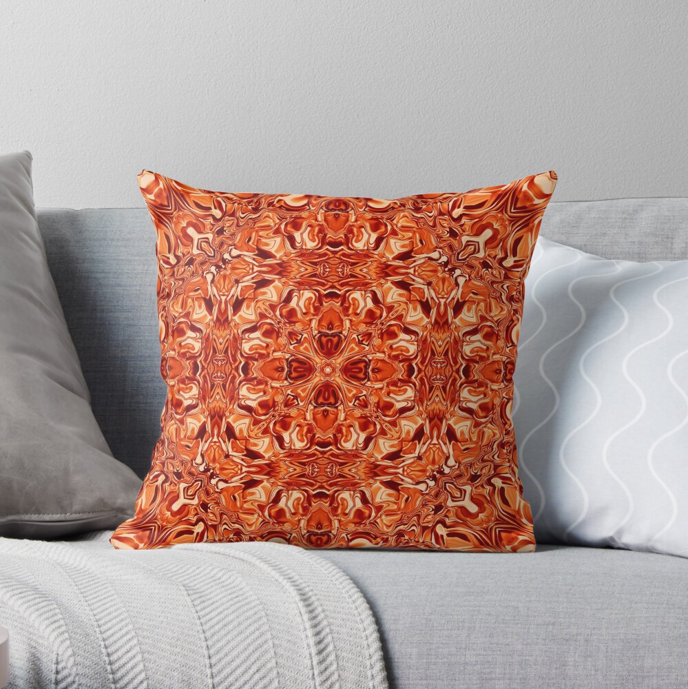 Liquefied Flow II - Orange Throw Pillow