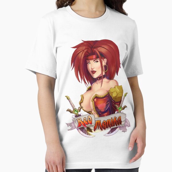 Vista previa del artículo con la obra «Camiseta / pegatina roja de Monika», diseñado y vendido por RFillustrations.