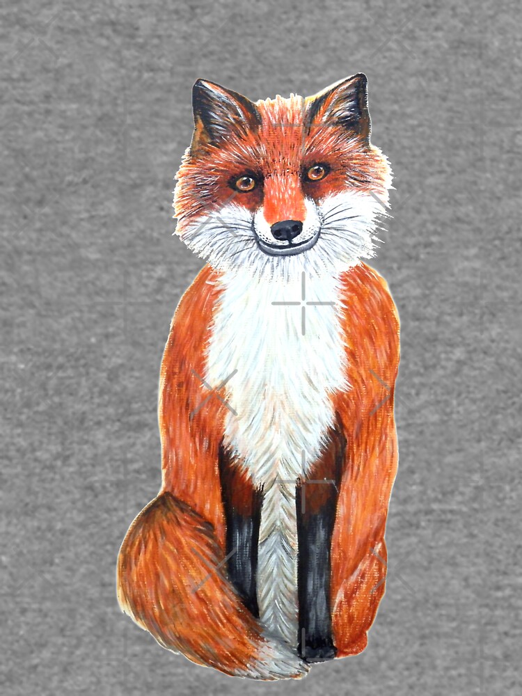 fox on teal / turquoise, watercolor fox painting on teal background, with sunflower by MagentaRose