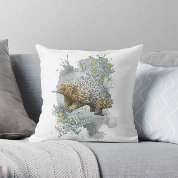 Echidna and Spiny Daisies Throw Pillow