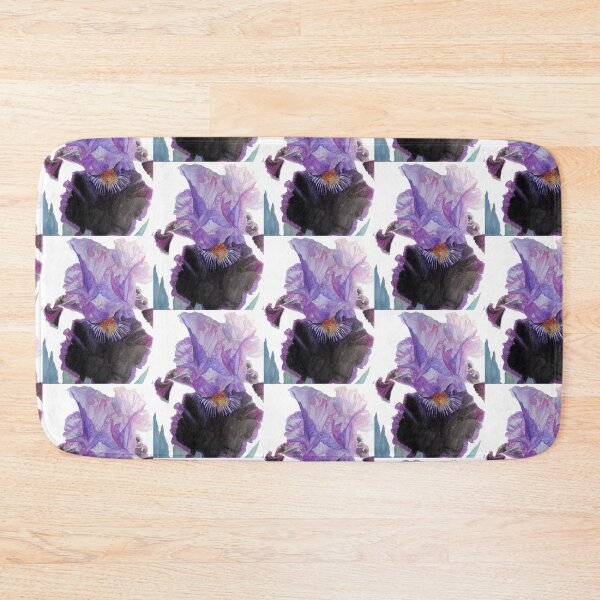 Artikelvorschau, Lila und schwarze Bartiris-Iris-Aquarell-weiße Blumen-Malerei entworfen und verkauft von Sarah  Rajkotwala.