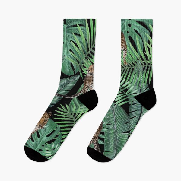 Item preview, Leopard Tropical Leaves Pattern designed and sold by Anne-Marie Bloor.