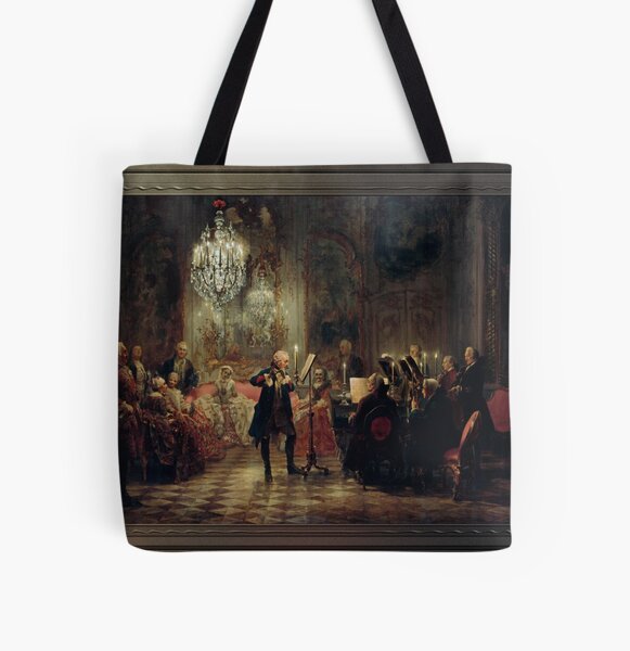 Flute Concert of Frederick the Great in Sanssouci by Adolph von Menzel All Over Print Tote Bag