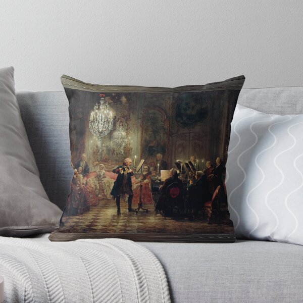 Flute Concert of Frederick the Great in Sanssouci by Adolph von Menzel Throw Pillow