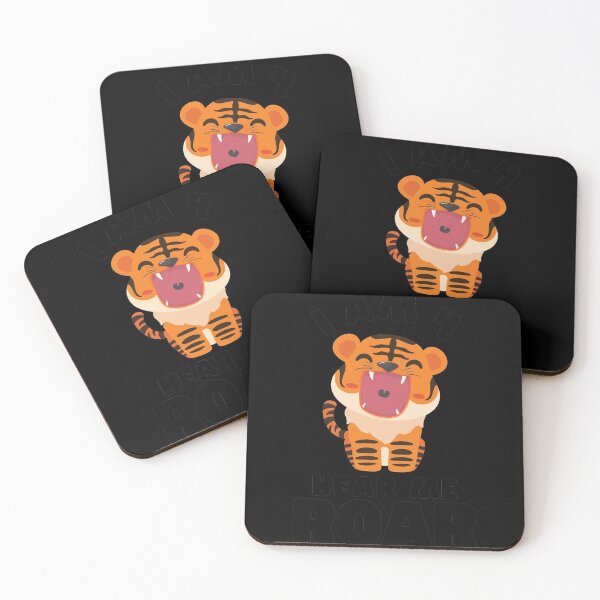 Item preview, I am 4 hear me roar cute Tiger Birthday 4 year old black text designed and sold by Scoopivich.
