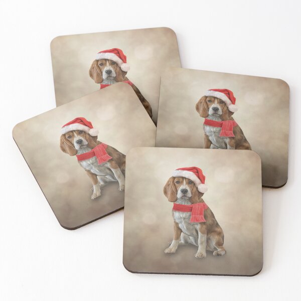 Item preview, Drawing Dog Beagle  in red hat of Santa Claus  designed and sold by bonidog.