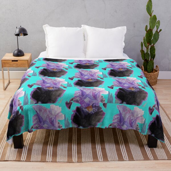 Artikelvorschau, Lila und schwarze Bartiris-Iris-Aquarell-Aqua-Blumenblumen-Malerei entworfen und verkauft von Sarah Rajkotwala.