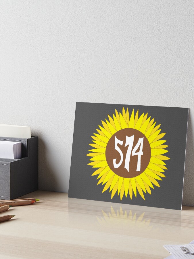 Hand Drawn Indiana Sunflower 574 Area Code Art Board Print By Itsrturn Redbubble