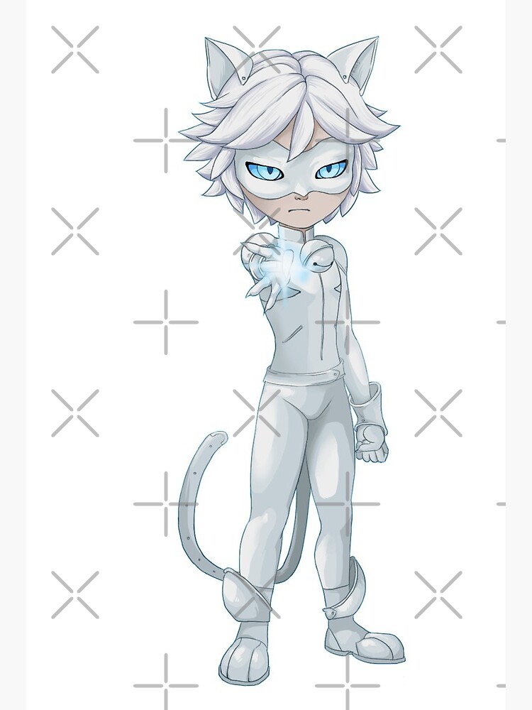 Chat Blanc Chibi Art Board Print By Serenitydragonh Redbubble