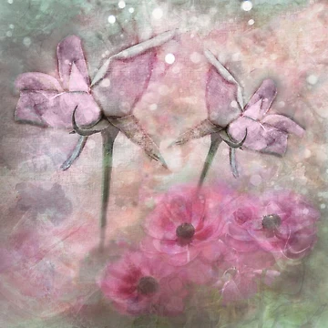 Artwork thumbnail, Roses and Ranunculus by CarolM
