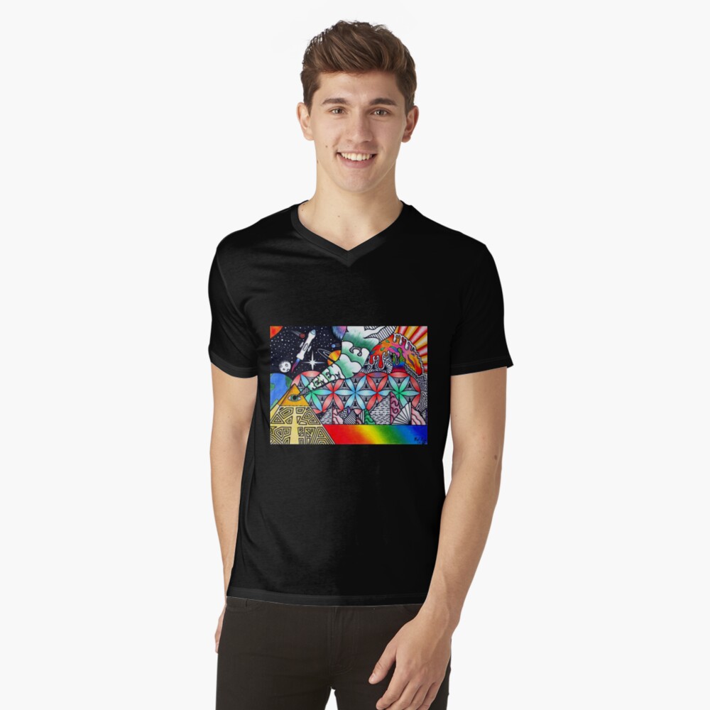 Pyramids of Dimethyltryptamine (DMT) V-Neck T-Shirt