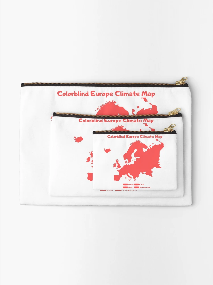 Thumbnail 2 of 4, Zipper Pouch, Colorblind Europe Climate Map designed and sold by InVisibleColors.