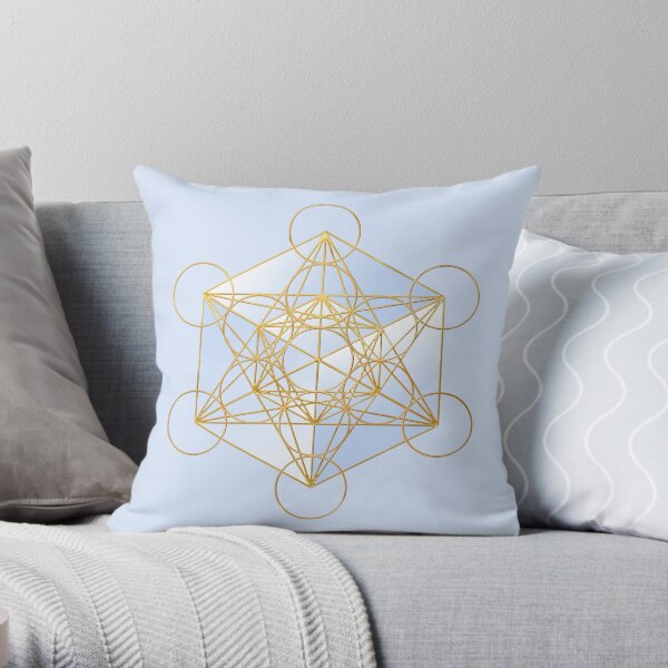 Metatron Cube With Her Sacred Geometry Cubes Throw Pillow