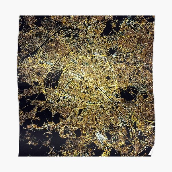 Cities from space, Paris, Париж Poster