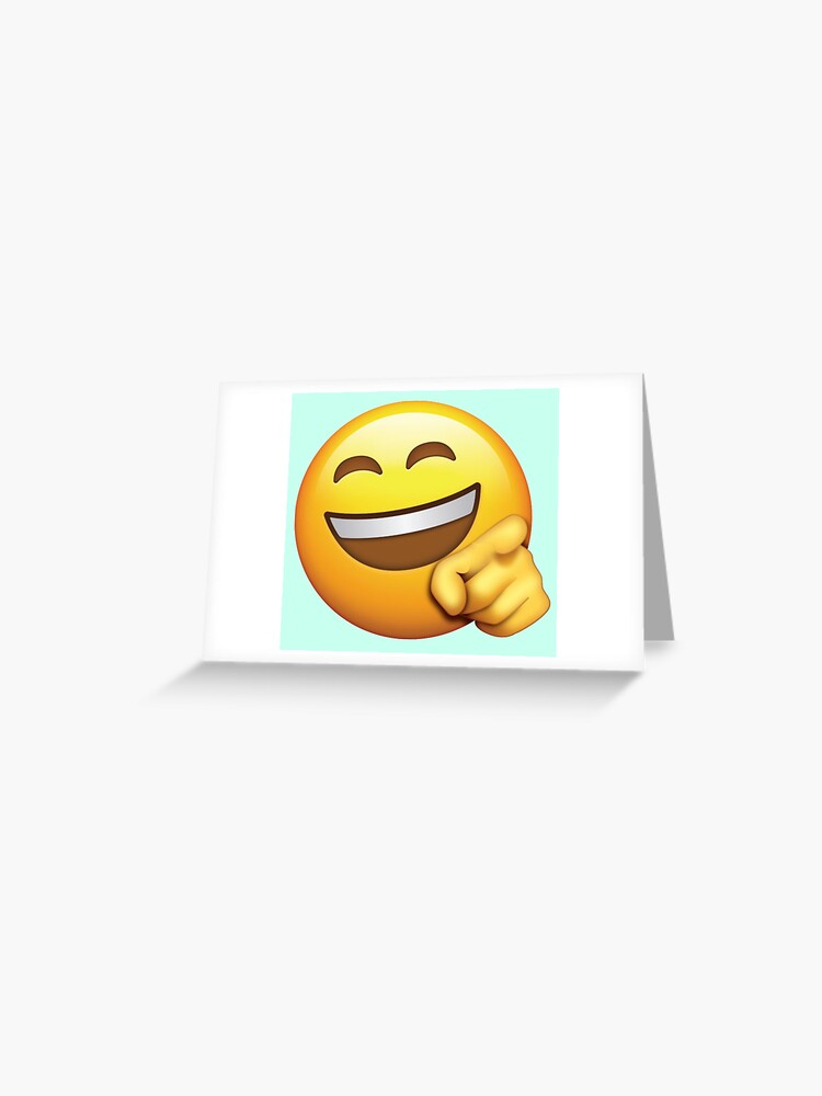 Carte De Vœux Emoji Pointant Et Riant Par Stertube Redbubble