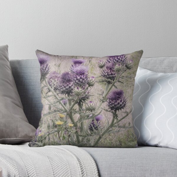 Item preview, Purple Thistle Flowers with yellow daisies. designed and sold by Margi.