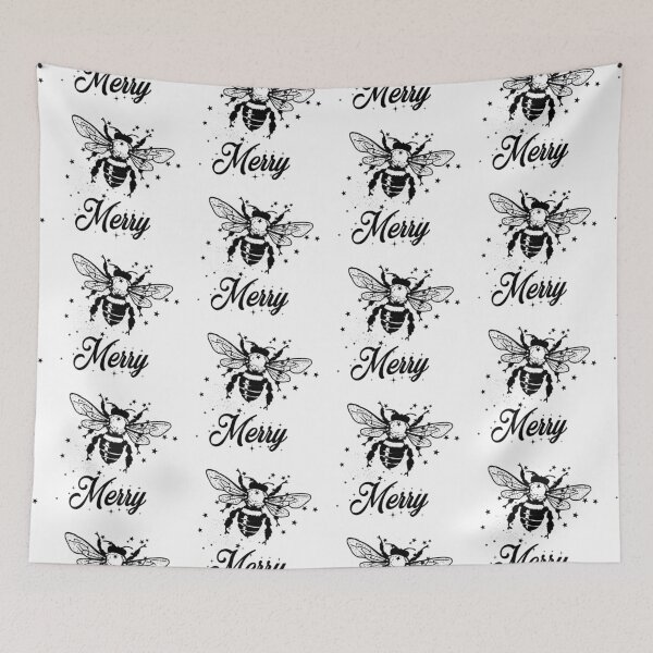 Item preview, Bee merry typography text art quote by Word Fandom - wordfandom designed and sold by Kerry Pritchard.