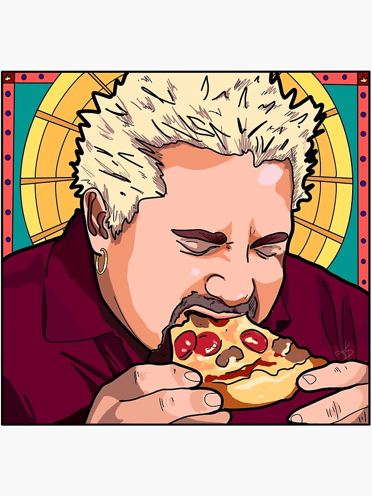 “Guy Fieri and his pizza” Poster for Sale by KasiaDesigns | Redbubble