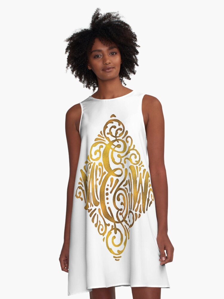 Golden Monogram Printed Shirt Dress