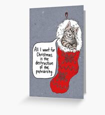 Feminist Kitten Xmas Greeting Card