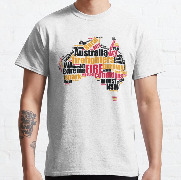 2019 Fire Season Australia - Firefighter WordArt - Light Bg Classic T-Shirt