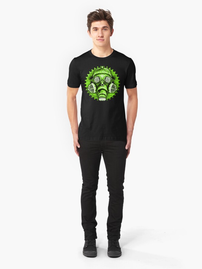 Alternate view of Steampunk / Cyberpunk Gas Mask #1E Steampunk T-Shirts Slim Fit T-Shirt